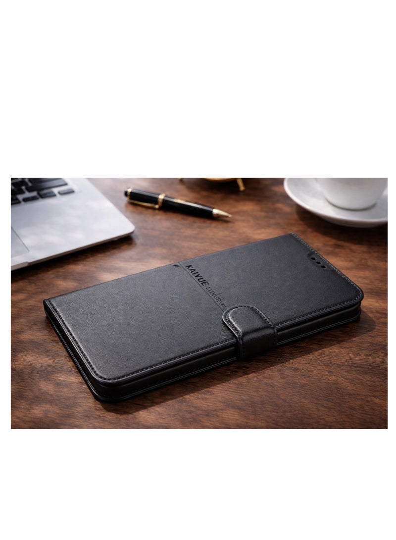 Elegant Leather Front & Back Case for Infinix Hot 60i – Full Protection Against Daily Shocks and Scratches – Luxury Black Color - Image 3